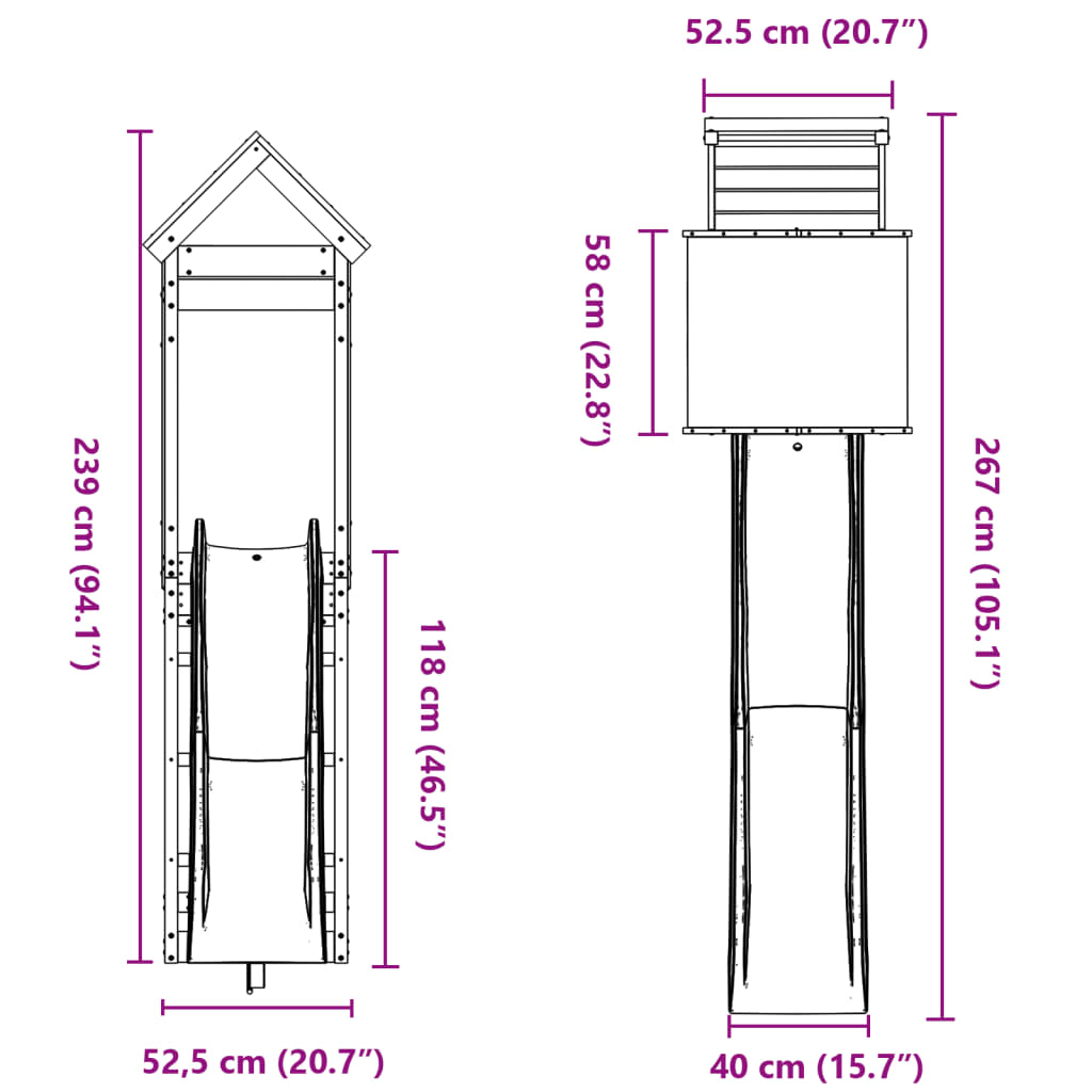 Set de joacă pentru exterior, lemn masiv de pin