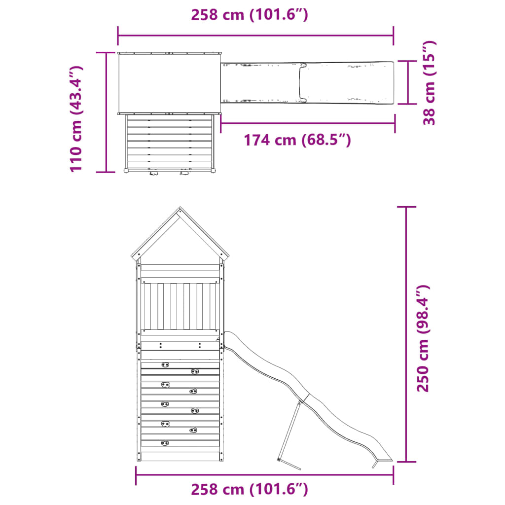 Set de joacă pentru exterior, lemn masiv de pin