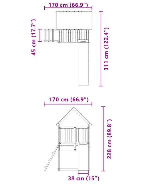 Încărcați imaginea în vizualizatorul Galerie, Set de joacă pentru exterior, lemn masiv de pin
