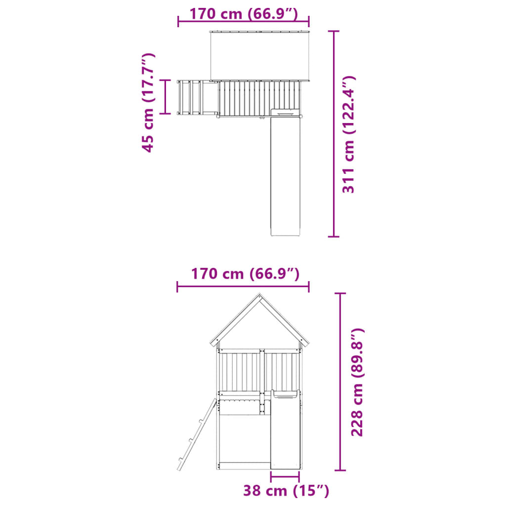 Set de joacă pentru exterior, lemn masiv de pin