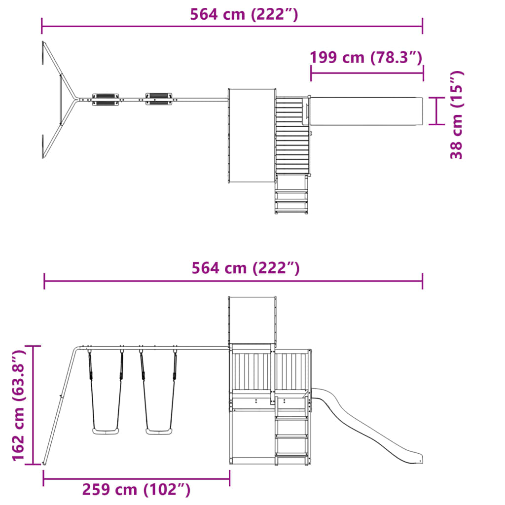 Set de joacă pentru exterior, lemn de pin impregnat