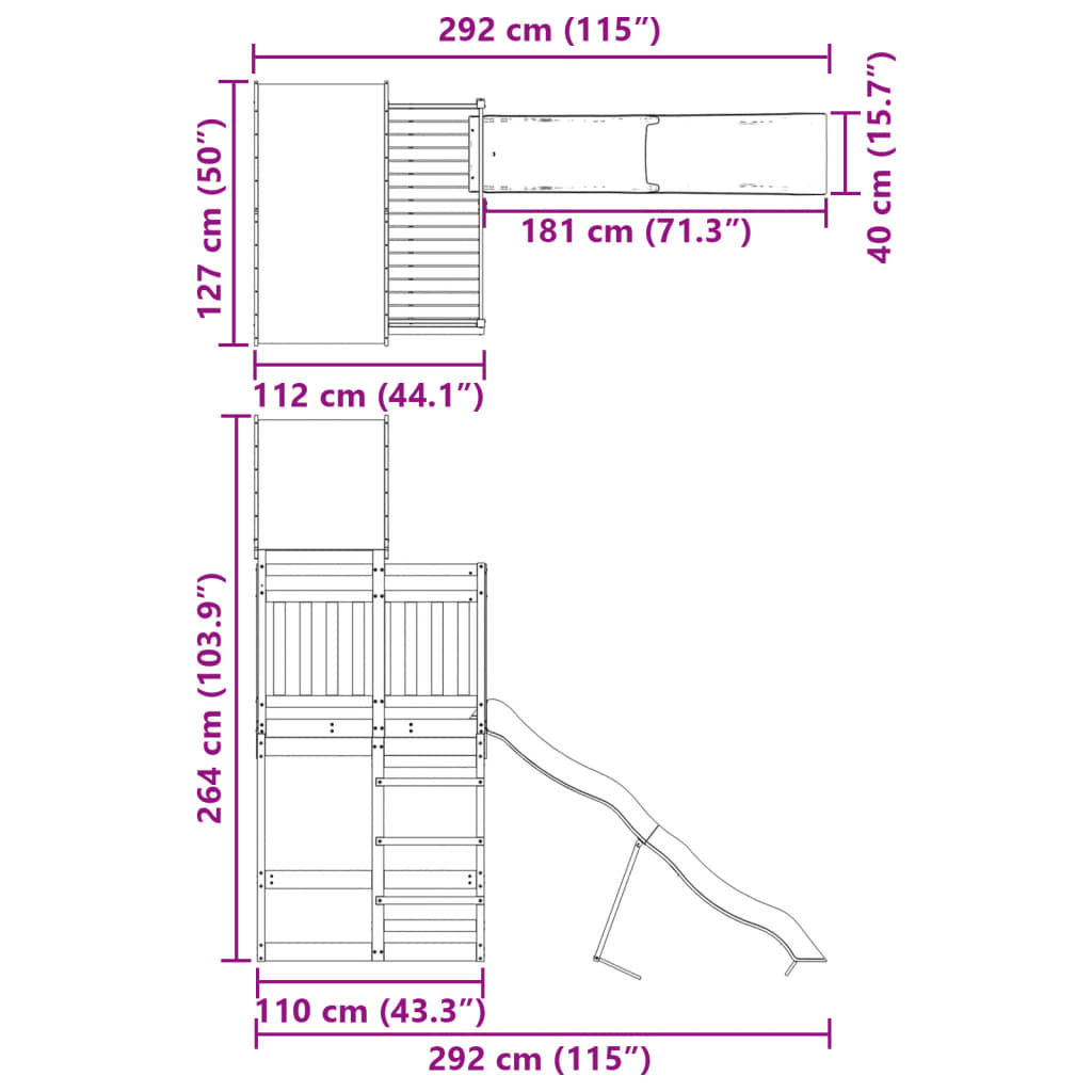 Set de joacă pentru exterior, lemn de pin impregnat