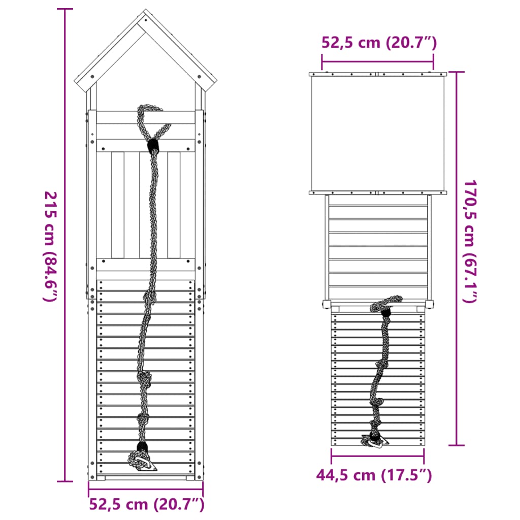 Set de joacă pentru exterior, lemn masiv de pin