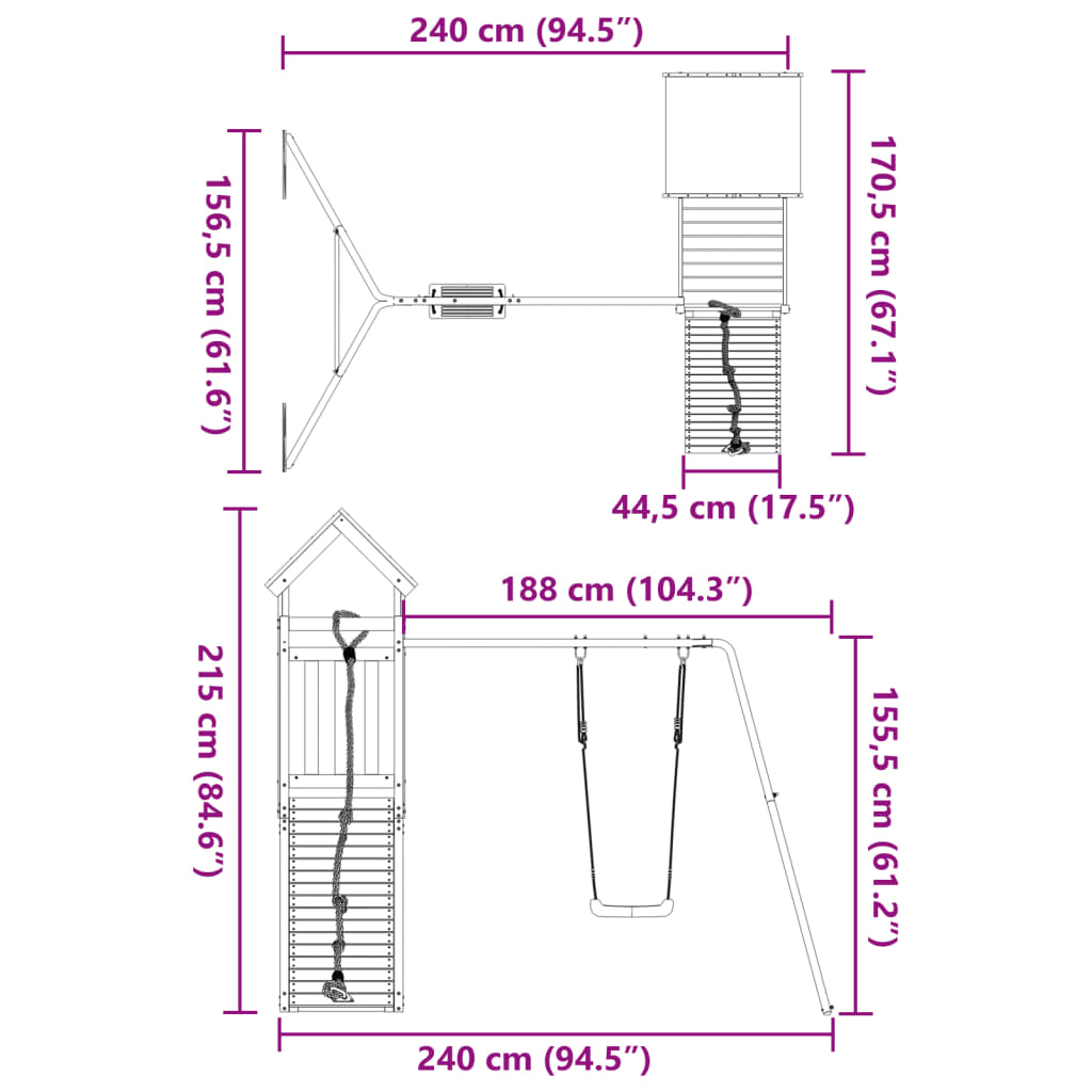 Set de joacă pentru exterior, lemn de pin impregnat