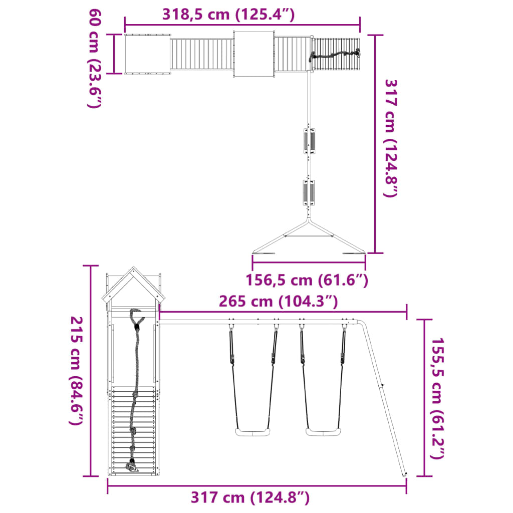 Set de joacă pentru exterior, lemn de pin impregnat