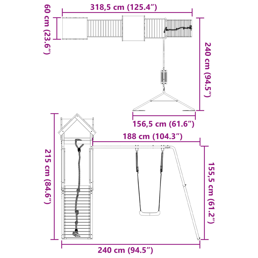 Set de joacă pentru exterior, lemn de pin impregnat