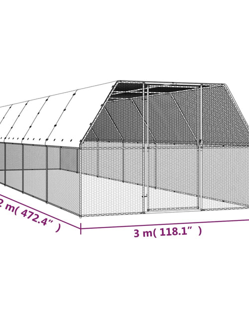 Încărcați imaginea în vizualizatorul Galerie, Coteț de păsări, 3x12x2 m, oțel galvanizat
