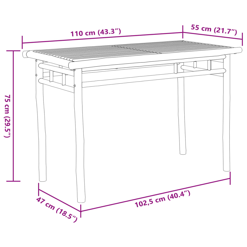 Set mobilier de grădină, 5 piese, bambus