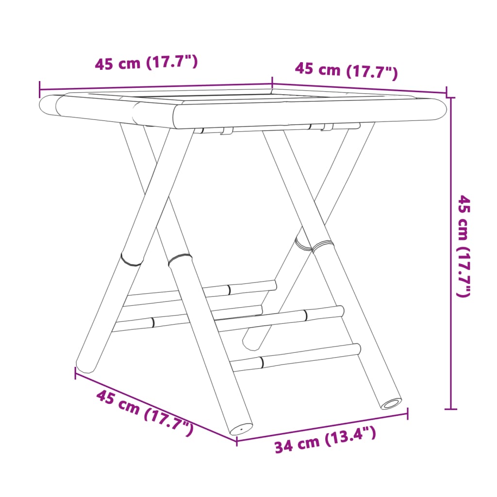 Set mobilier bistro, 3 piese, bambus