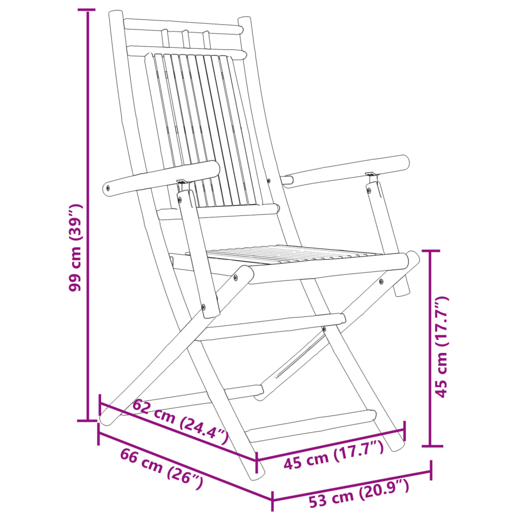 Set mobilier bistro, 3 piese, bambus