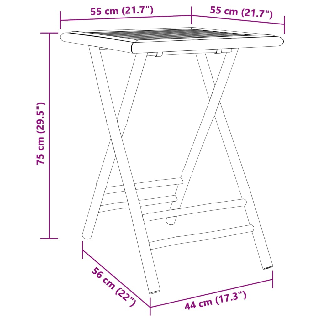 Set mobilier bistro, 3 piese, bambus