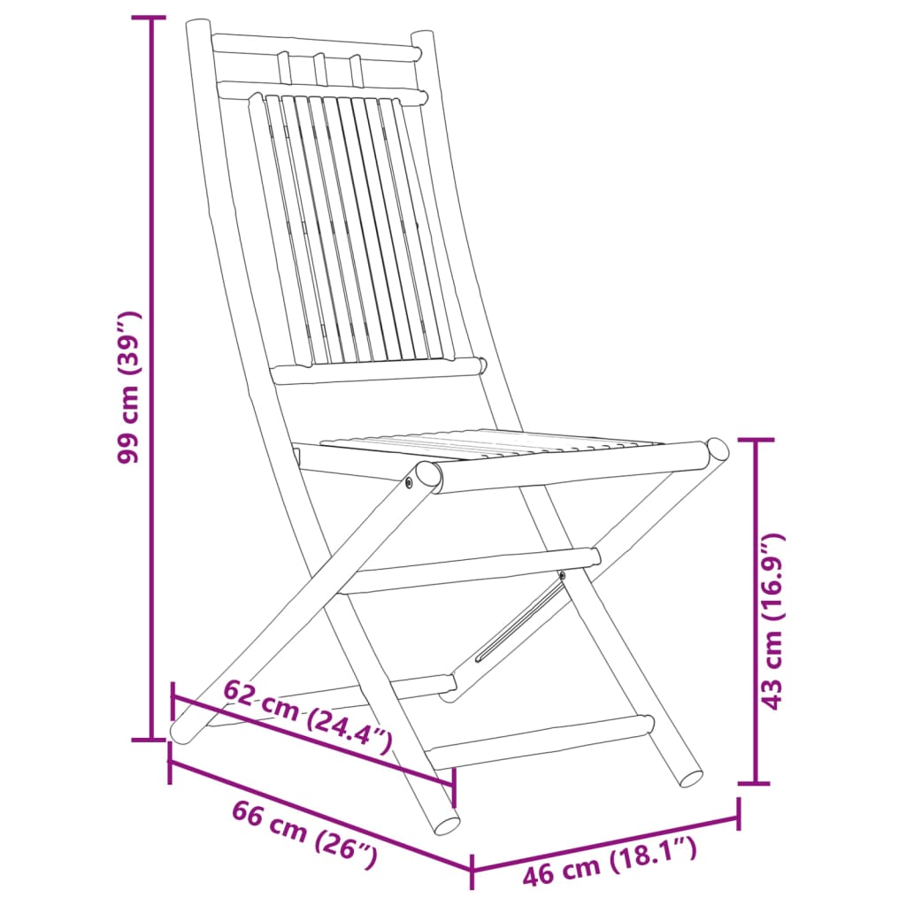 Set mobilier bistro, 3 piese, bambus