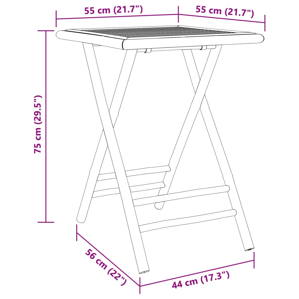 Set mobilier bistro, 3 piese, bambus