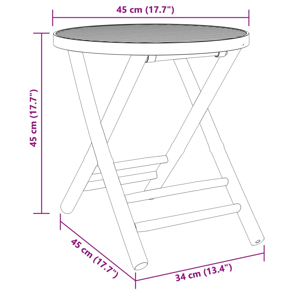 Set mobilier bistro, 3 piese, bambus