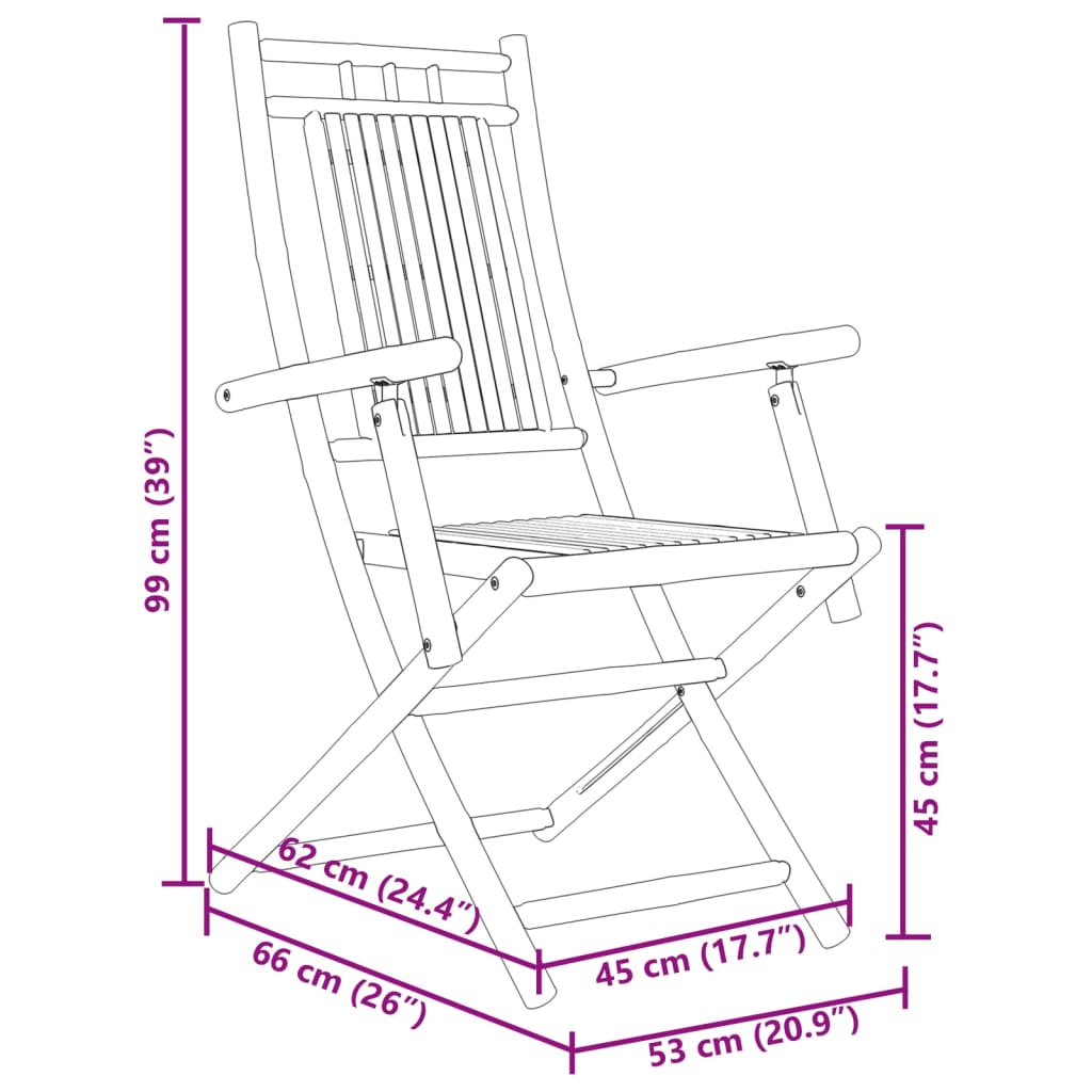 Set mobilier bistro, 3 piese, bambus