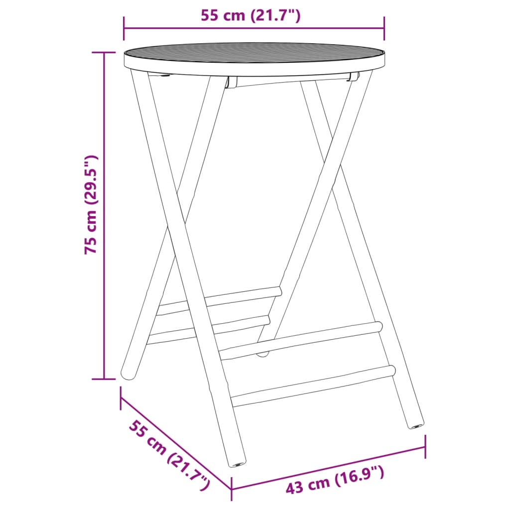 Set mobilier bistro, 3 piese, bambus