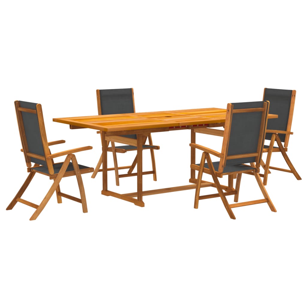 Set mobilier de grădină, 5 piese, lemn masiv acacia/textilenă