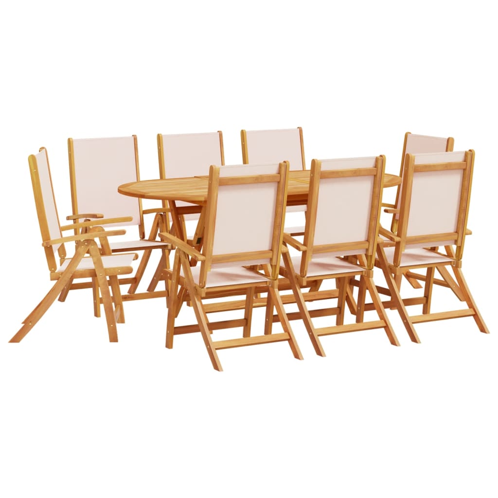 Set mobilier de grădină, 9 piese, lemn masiv acacia/textilenă