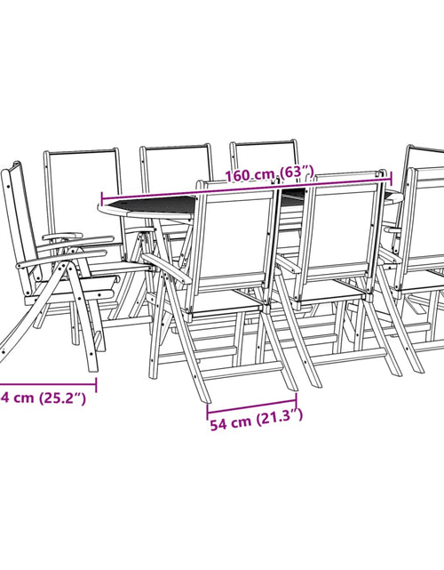 Încărcați imaginea în vizualizatorul Galerie, Set mobilier de grădină, 9 piese, lemn masiv acacia/textilenă
