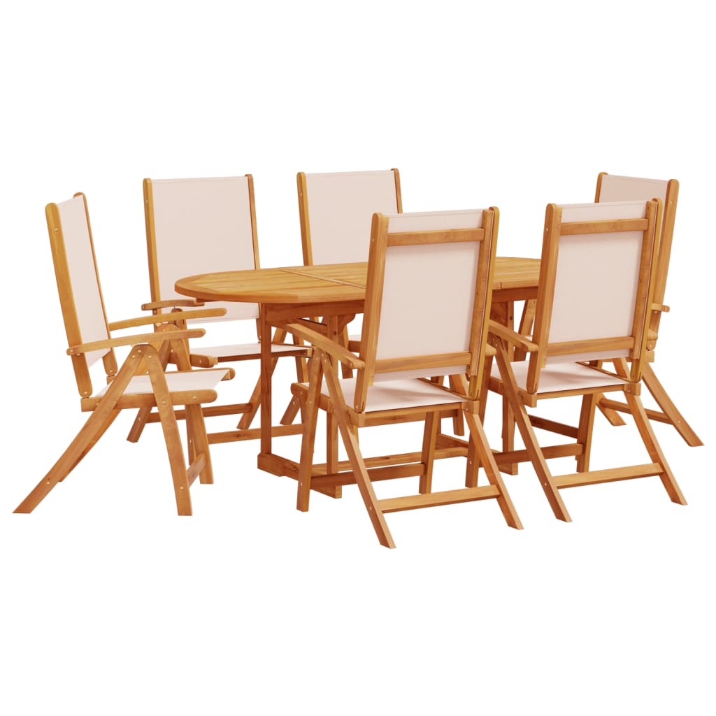 Set mobilier de grădină, 7 piese, lemn masiv acacia/textilenă