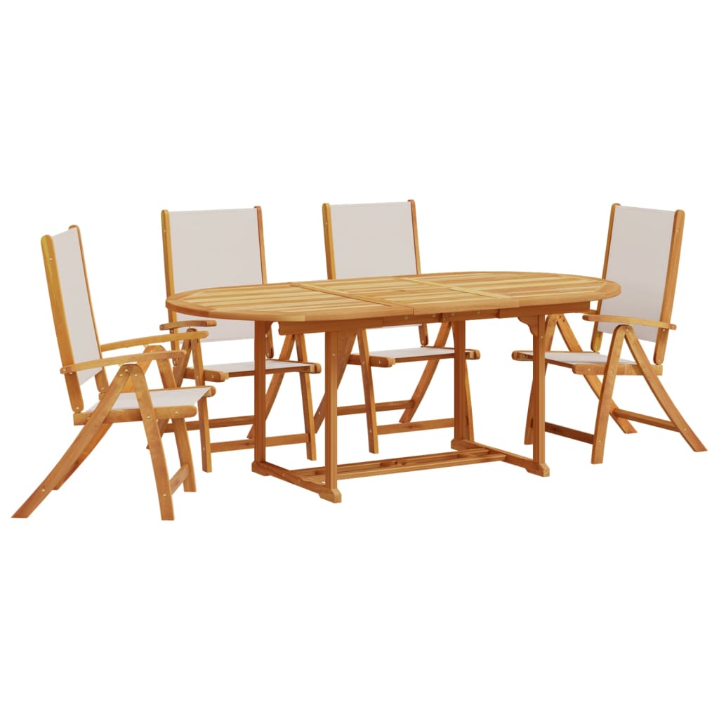 Set mobilier de grădină, 5 piese, lemn masiv acacia/textilenă