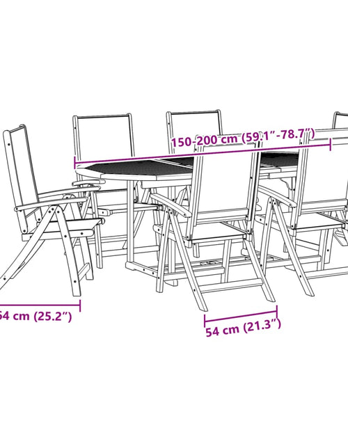 Încărcați imaginea în vizualizatorul Galerie, Set mobilier de grădină, 7 piese, lemn masiv acacia/textilenă
