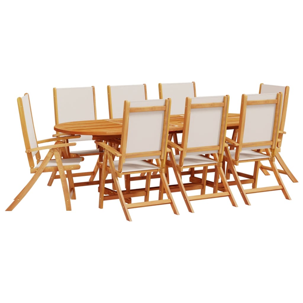 Set mobilier de grădină, 9 piese, lemn masiv acacia/textilenă