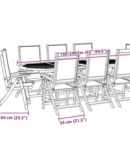 Încărcați imaginea în vizualizatorul Galerie, Set mobilier de grădină, 9 piese, lemn masiv acacia/textilenă
