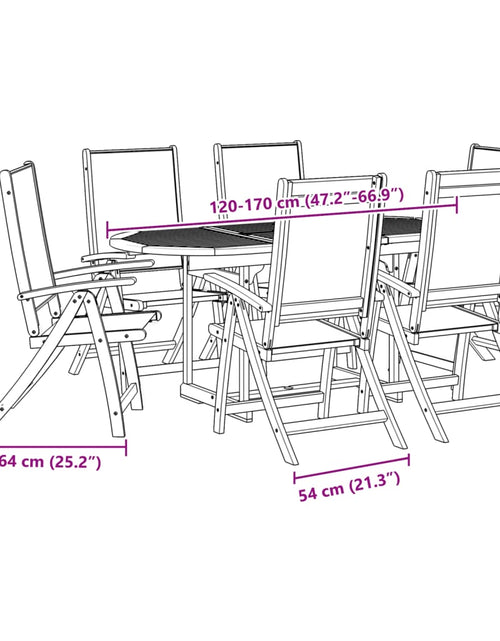 Încărcați imaginea în vizualizatorul Galerie, Set mobilier de grădină, 7 piese, lemn masiv acacia/textilenă
