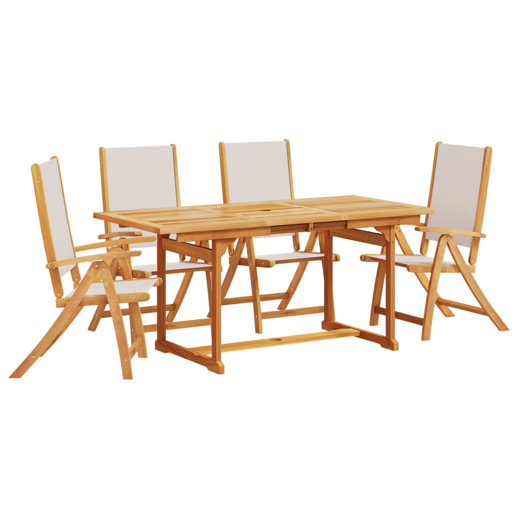 Set mobilier de grădină, 5 piese, lemn masiv acacia/textilenă