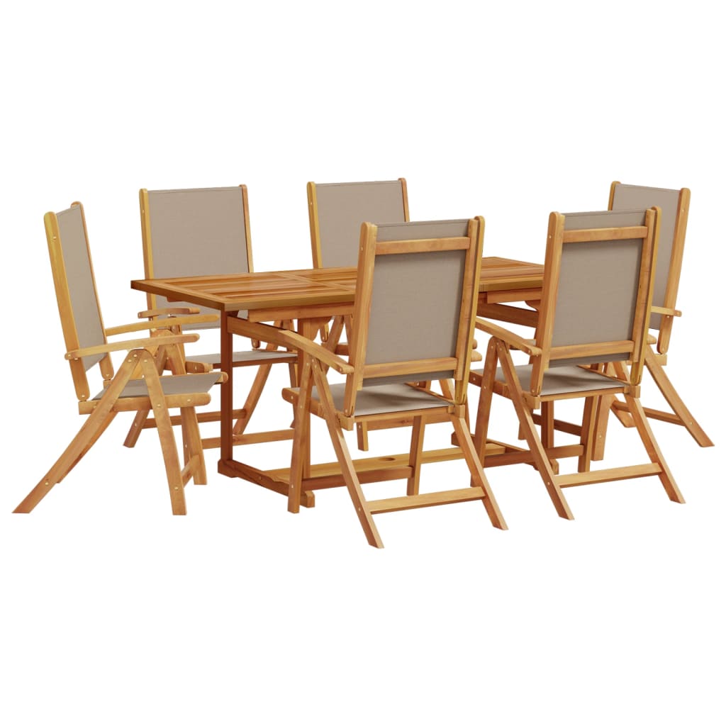 Set mobilier de grădină, 7 piese, lemn masiv acacia/textilenă