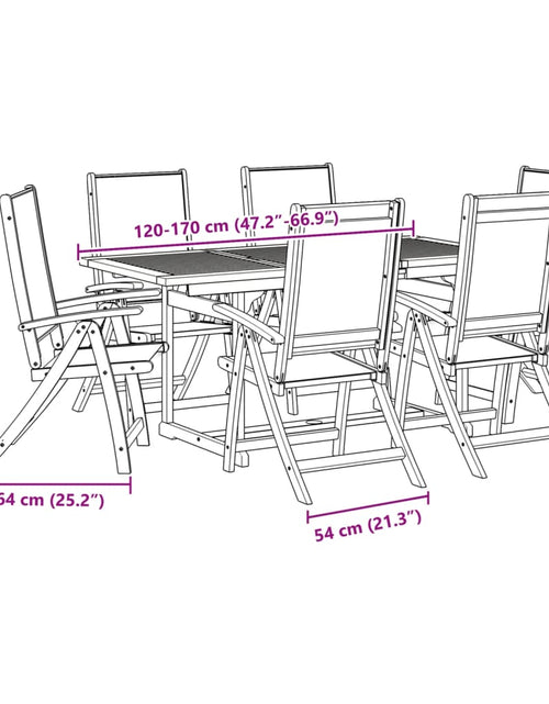 Încărcați imaginea în vizualizatorul Galerie, Set mobilier de grădină, 7 piese, lemn masiv acacia/textilenă
