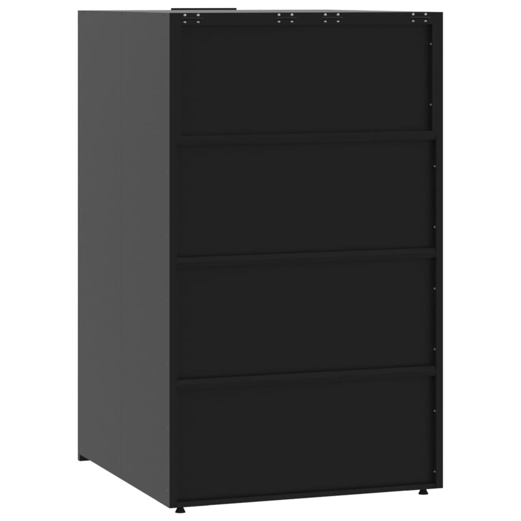 Depozitare coș gunoi cu roți 4 coșuri negru 276x79x117 cm oțel