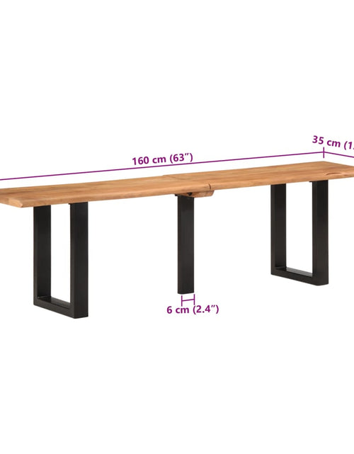 Încărcați imaginea în vizualizatorul Galerie, Bancă, 160 cm, lemn masiv de acacia și oțel
