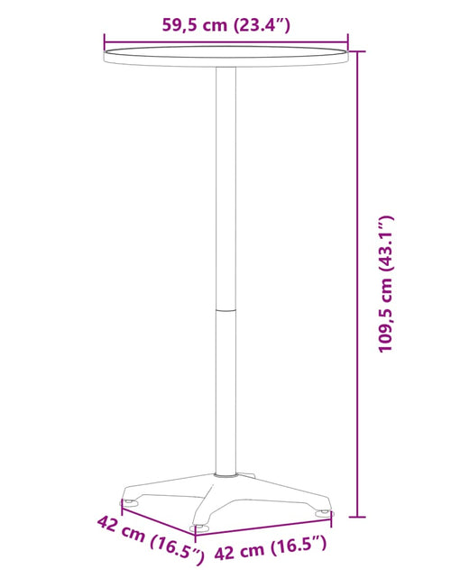 Încărcați imaginea în vizualizatorul Galerie, Masă bar exterior înălțime reglabilă Ø59,5x70/109,5 cm aluminiu
