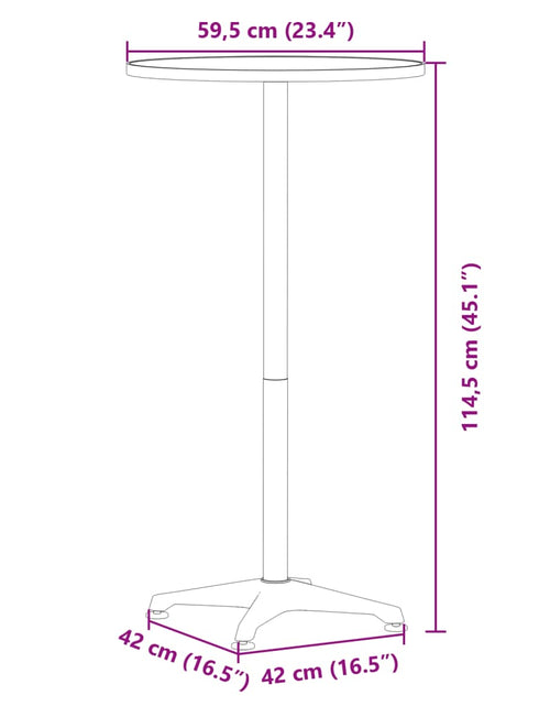 Încărcați imaginea în vizualizatorul Galerie, Masă bar exterior înălțime reglabilă Ø59,5x70/114,5 cm aluminiu
