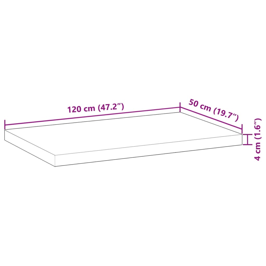 Blat de birou netratat, 120x50x4 cm, lemn masiv de acacia