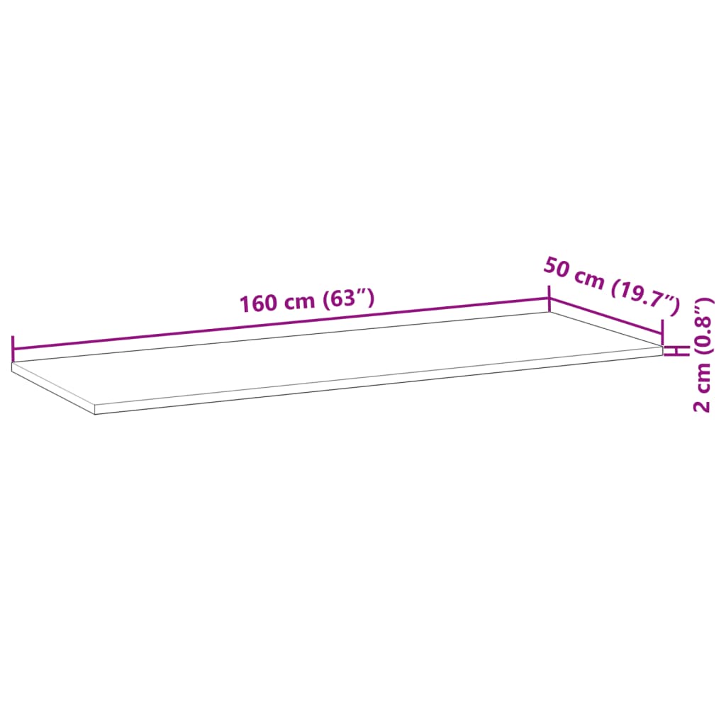 Blat de birou finisat cu ulei, 160x50x2 cm, lemn masiv acacia