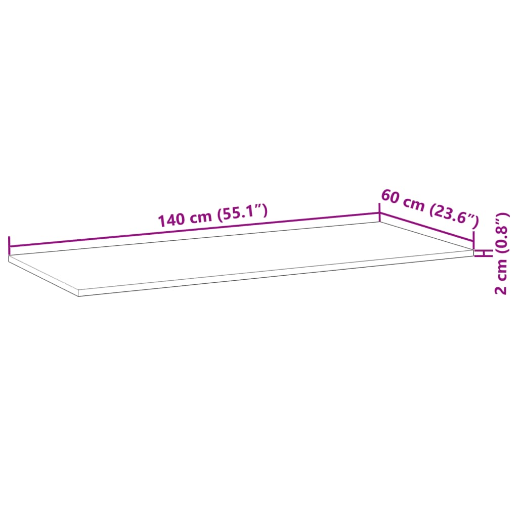 Blat de birou finisat cu ulei, 140x60x2 cm, lemn masiv acacia