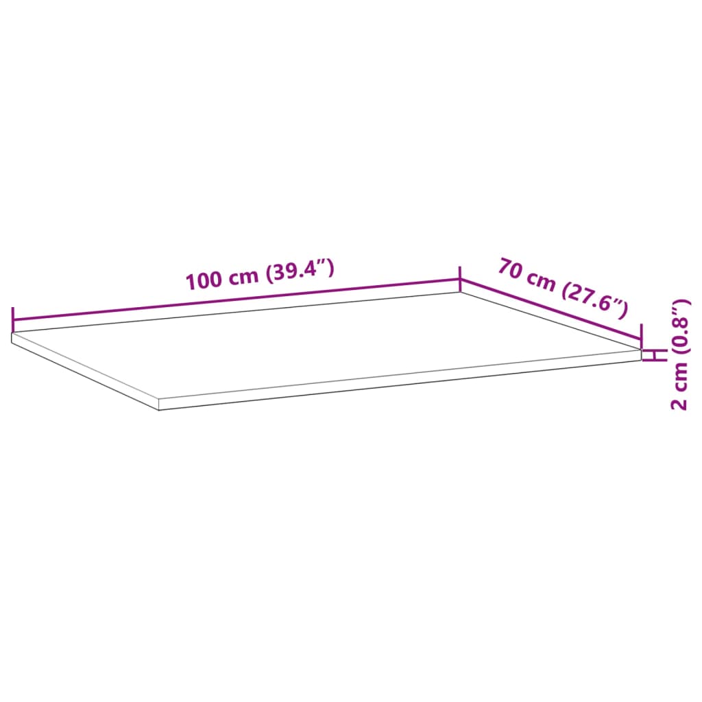 Blat de birou finisat cu ulei, 100x70x2 cm, lemn masiv acacia