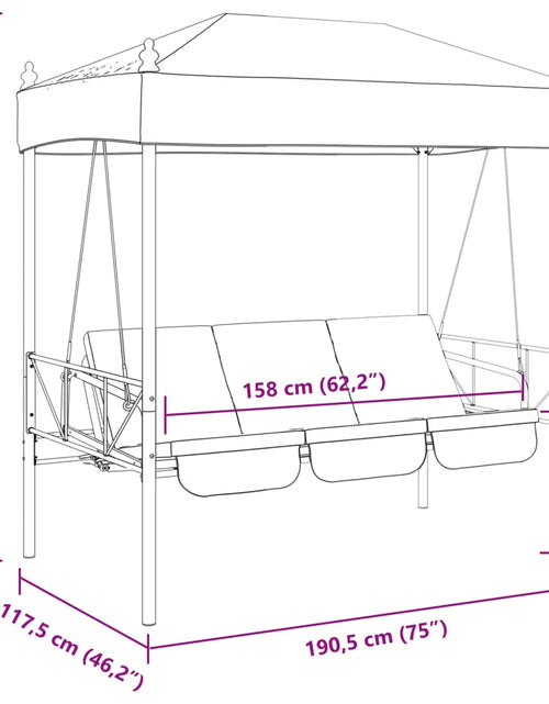 Încărcați imaginea în vizualizatorul Galerie, Bancă balansoar de grădină cu copertină, maro cafeniu, oțel
