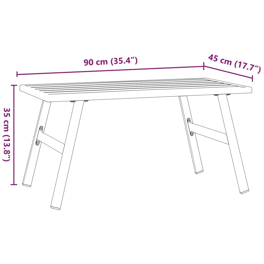 Măsuță cafea grădină negru 90x45x35cm oțel vopsit electrostatic