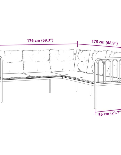Încărcați imaginea în vizualizatorul Galerie, Canapea de grădină cu perne în formă L, negru oțel și textilenă
