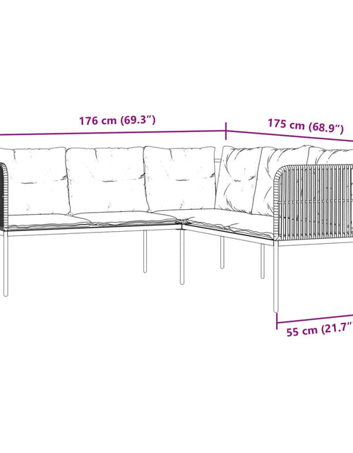 Încărcați imaginea în vizualizatorul Galerie, Canapea de grădină cu perne în formă L, negru oțel și textilenă

