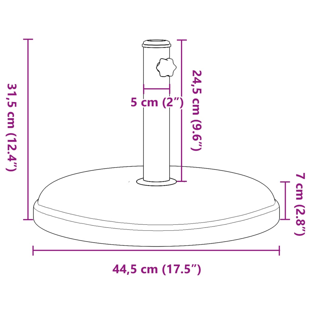 Suport umbrelă pentru stâlpi Ø32/35/38 mm, 15 kg, rotund
