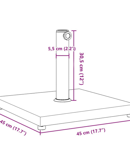 Încărcați imaginea în vizualizatorul Galerie, Suport umbrelă pentru stâlpi Ø32/38/48 mm, 18 kg, pătrat
