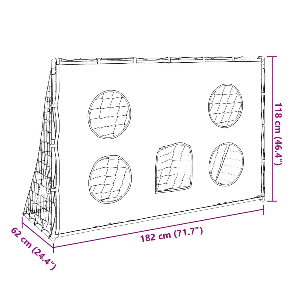 Poartă de fotbal de copii cu covoraș țintă/minge 182x62x118 cm