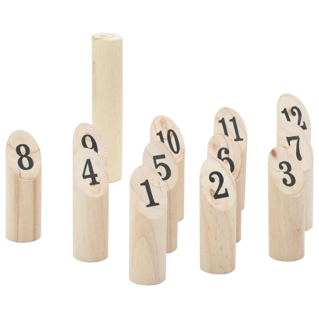 Kubb Set jocuri cu numere 13 piese geantă de transport lemn masiv pin