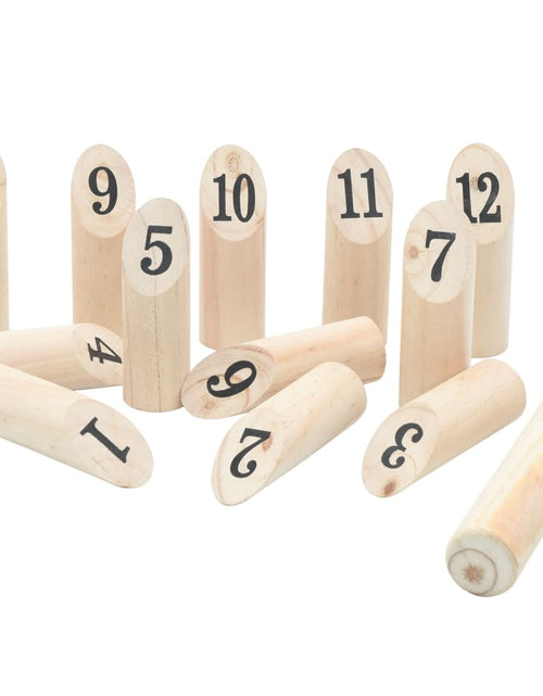 Încărcați imaginea în vizualizatorul Galerie, Kubb Set jocuri cu numere 13 piese geantă de transport lemn masiv pin
