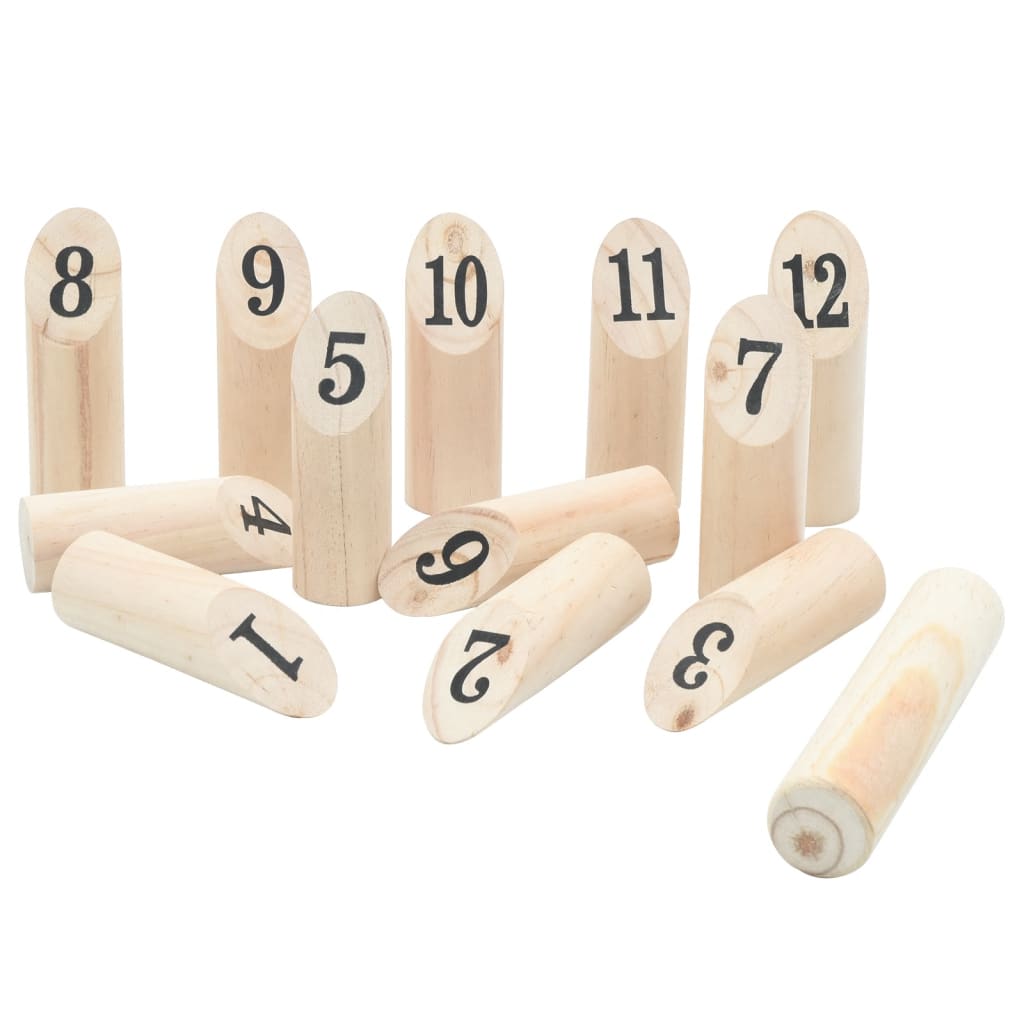 Kubb Set jocuri cu numere 13 piese geantă de transport lemn masiv pin